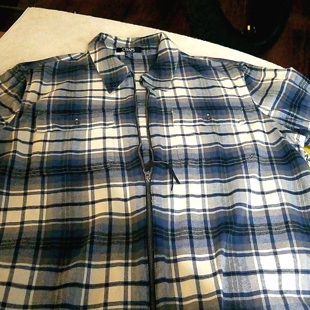 Zippered flannel shirt chaps